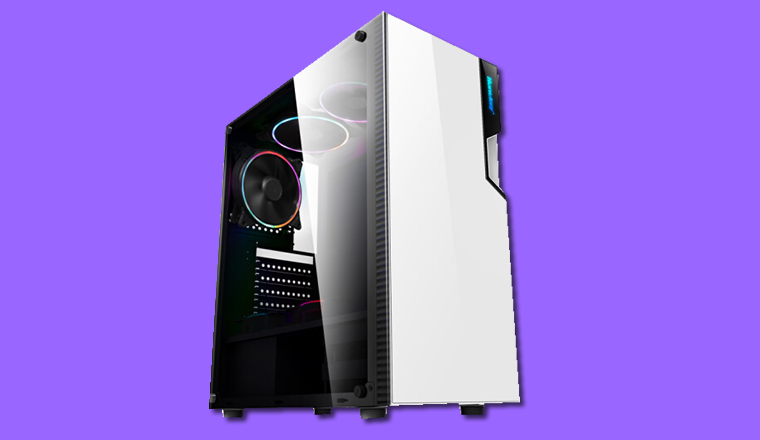 白色高端側(cè)透機(jī)箱，高顏值鋼化玻璃款